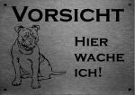 Edelstahl Warnschild Old English Bulldog VORSICHT Hier wache ich!